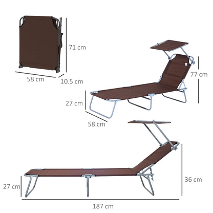 outsunny-2-pcs-outdoor-foldable-sun-lounger-set-w-removeable-shade-canopy-patio-recliner-sun-lounger-w-adjustable-backrest-w-mesh-fabric-brown
