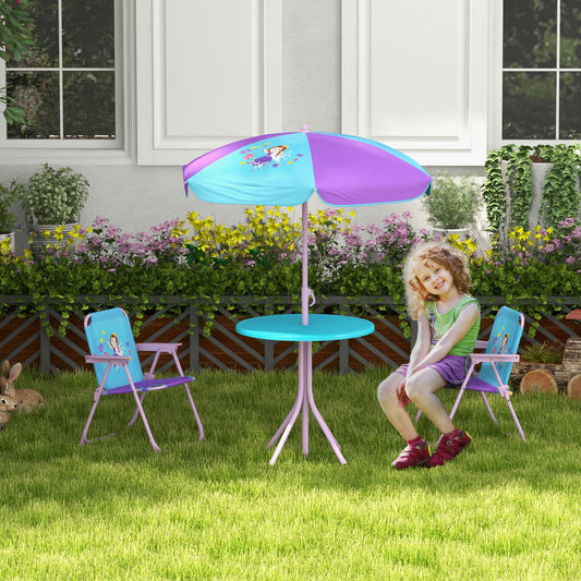 outsunny-kids-picnic-table-and-chair-set-fairy-themed-outdoor-garden-furniture-w-foldable-chairs-adjustable-parasol