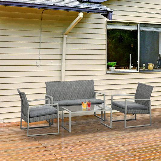 outsunny-4-pcs-pe-rattan-wicker-sofa-set-outdoor-conservatory-furniture-lawn-patio-coffee-table-w-cushion-grey