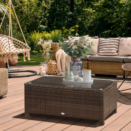 outsunny-rattan-garden-furniture-coffee-table-patio-tempered-glass-mixed-brown