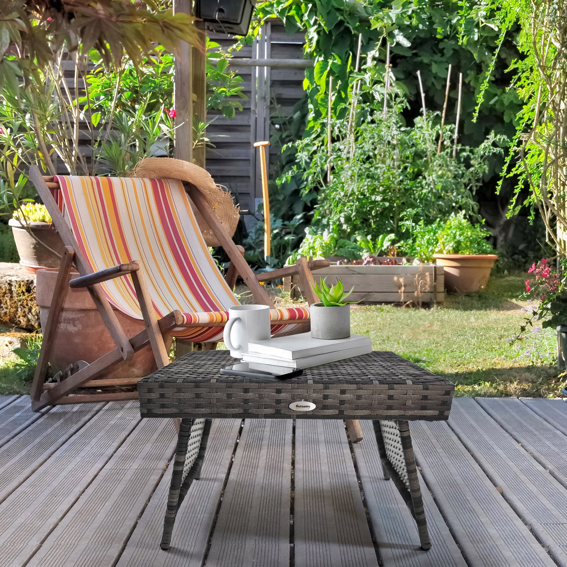 outsunny-foldable-outdoor-coffee-table-metal-frame-rattan-side-table-coffee-table-side-table-for-lawn-garden-mixed-grey