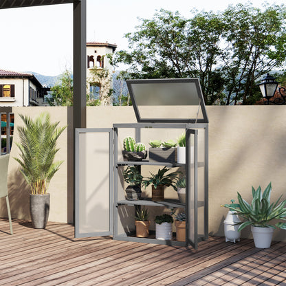 outsunny-3-tier-wooden-cold-frame-greenhouse-garden-polycarbonate-grow-house-w-adjustable-storage-shelf-76-x-47-x-110-cm-dark-grey