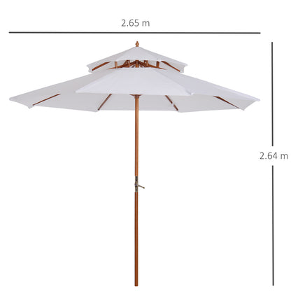 outsunny-2-7m-patio-umbrella-double-tier-garden-parasol-umbrella-outdoor-sun-umbrella-sunshade-bamboo-parasol-cream-white