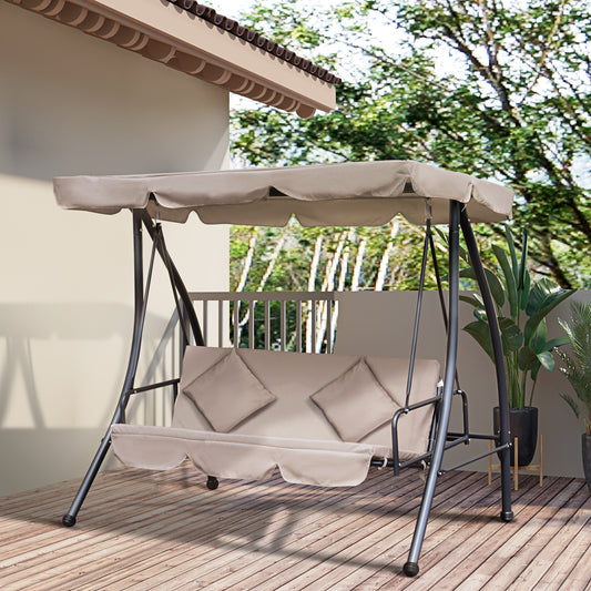outsunny-outdoor-2-in-1-patio-swing-chair-lounger-3-seater-garden-swing-seat-bed-hammock-bed-convertible-tilt-canopy-w-cushion-beige