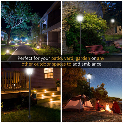 outsunny-set-of-2-outdoor-garden-solar-post-lamp-sensor-dimmable-led-lantern-bollard-ip44-energy-saving-1-2m-tall-black