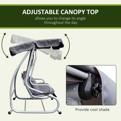 outsunny-2-in-1-garden-swing-seat-bed-3-seater-swing-chair-hammock-bench-bed-with-tilting-canopy-and-2-cushions-grey