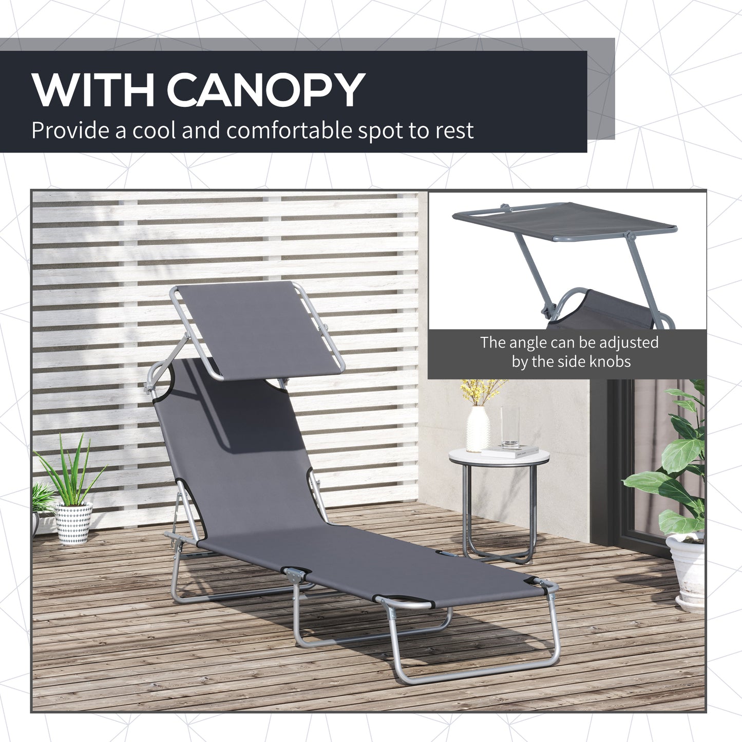 outsunny-2-pcs-outdoor-foldable-sun-lounger-set-w-removeable-shade-canopy-patio-recliner-sun-lounger-w-adjustable-backrest-w-mesh-fabric-grey