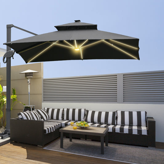 outsunny-3-x-3m-cantilever-roma-parasol-garden-sun-umbrella-outdoor-patio-with-led-solar-light-cross-base-360-rotating-for-backyard-dark-gray