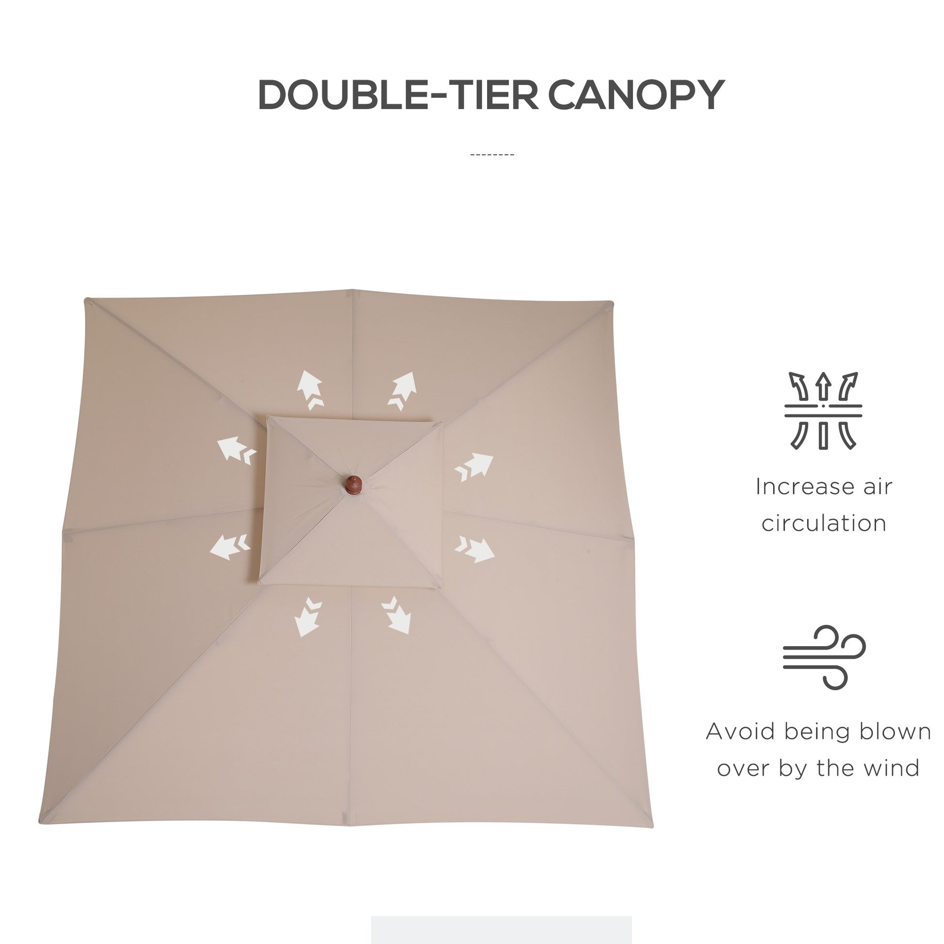outsunny-beige-parasol-patio-3x3m-double-tier-garden-sun-umbrella-sunshade-outdoor-wood-wooden-canopy-tier
