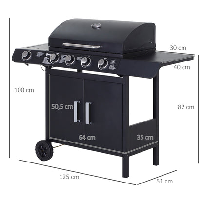 outsunny-4-1-gas-burner-grill-bbq-trolley-backyard-garden-smoker-side-burner-barbecue-w-storage-side-table-wheels