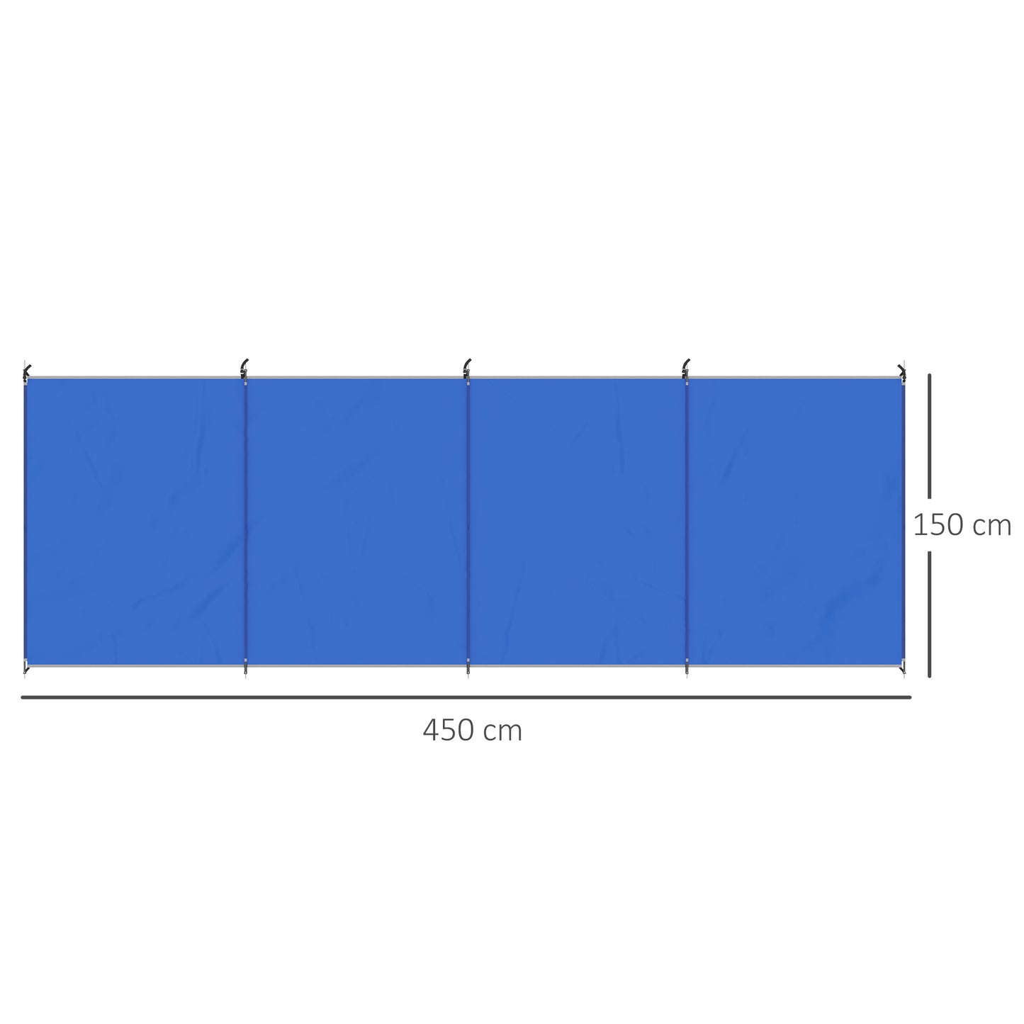 outsunny-camping-windbreak-foldable-portable-wind-blocker-w-carry-bag-and-steel-poles-beach-sun-screen-shelter-privacy-wall-450cm-x-150cm