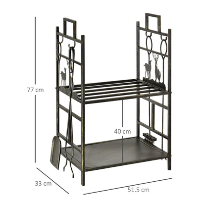 outsunny-2-layer-heavy-duty-firewood-rack-wood-log-fireplace-stacker-w-4-tools-gold