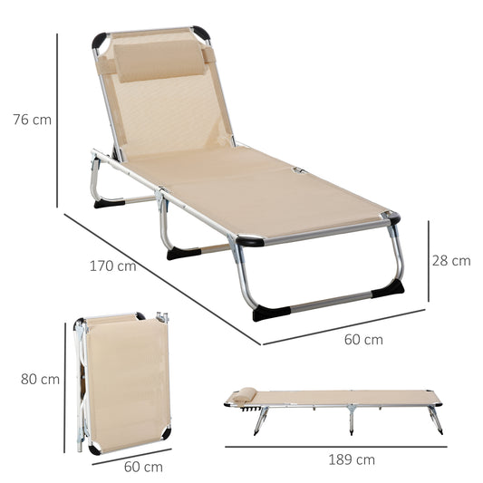 outsunny-foldable-reclining-sun-lounger-lounge-chair-camping-bed-cot-with-pillow-5-level-adjustable-back-aluminium-frame-khaki