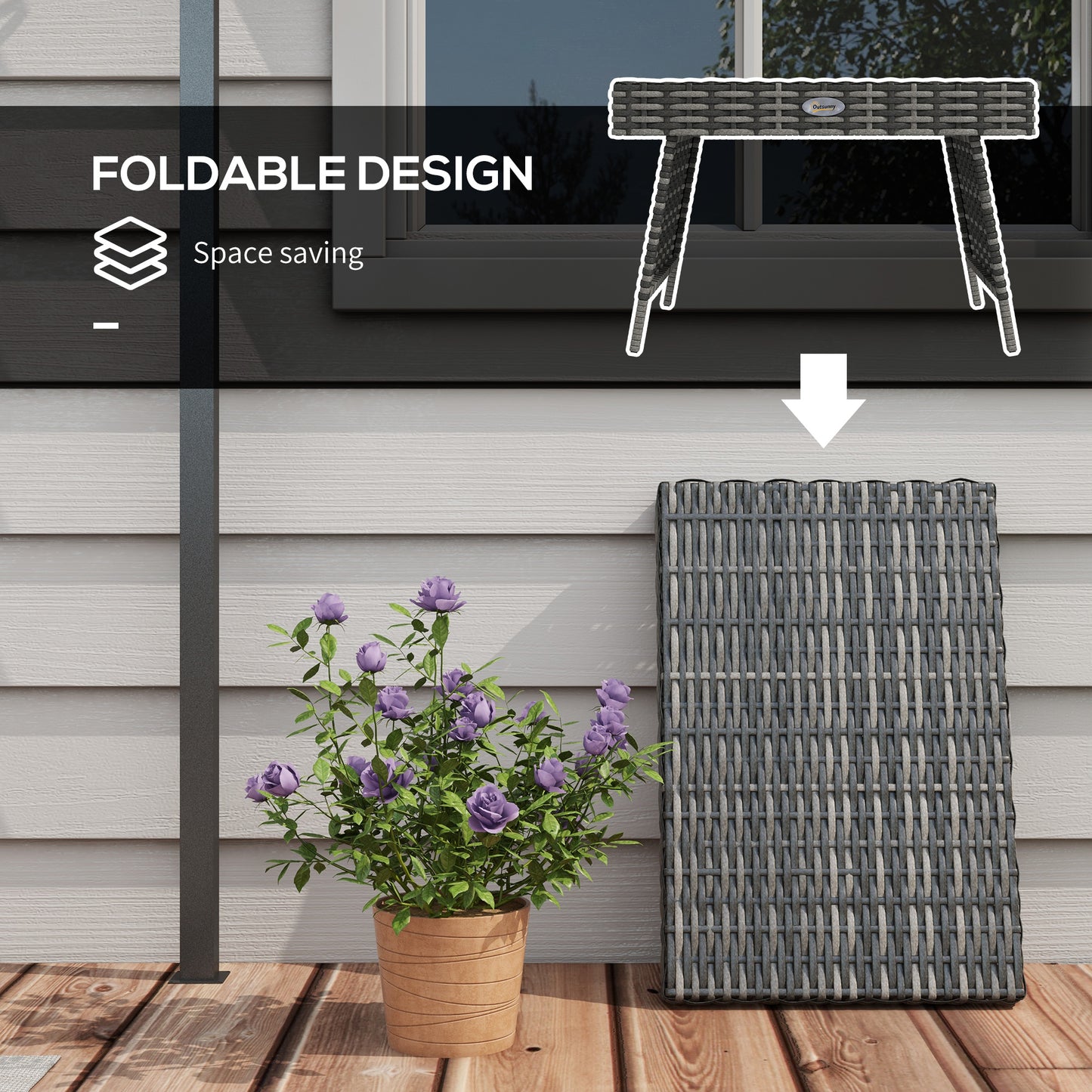 outsunny-foldable-outdoor-coffee-table-metal-frame-rattan-side-table-coffee-table-side-table-for-lawn-garden-mixed-grey