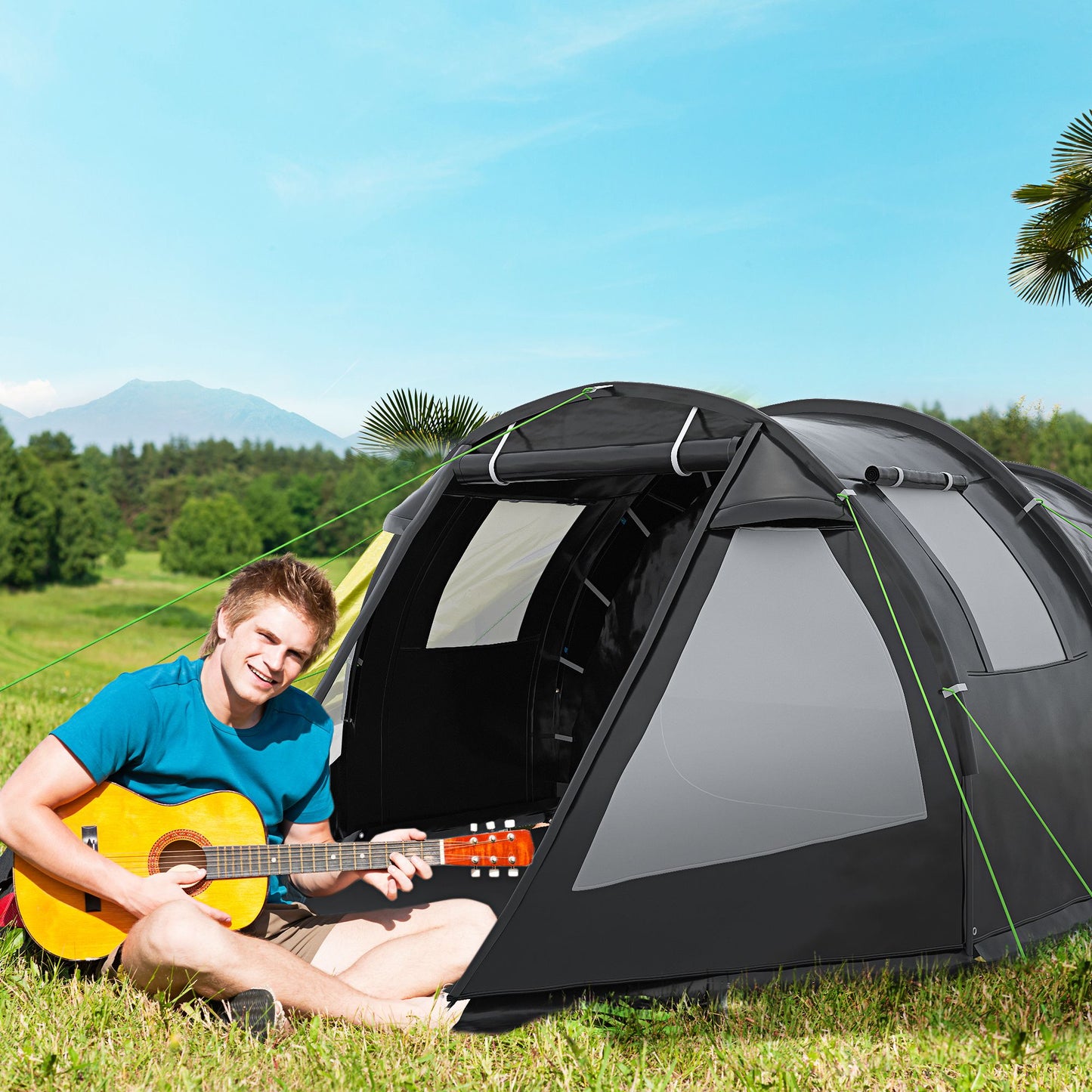 outsunny-3-4-man-tunnel-tent-two-room-camping-tent-with-windows-and-covers-portable-carry-bag-for-fishing-hiking-sports-festivals-black