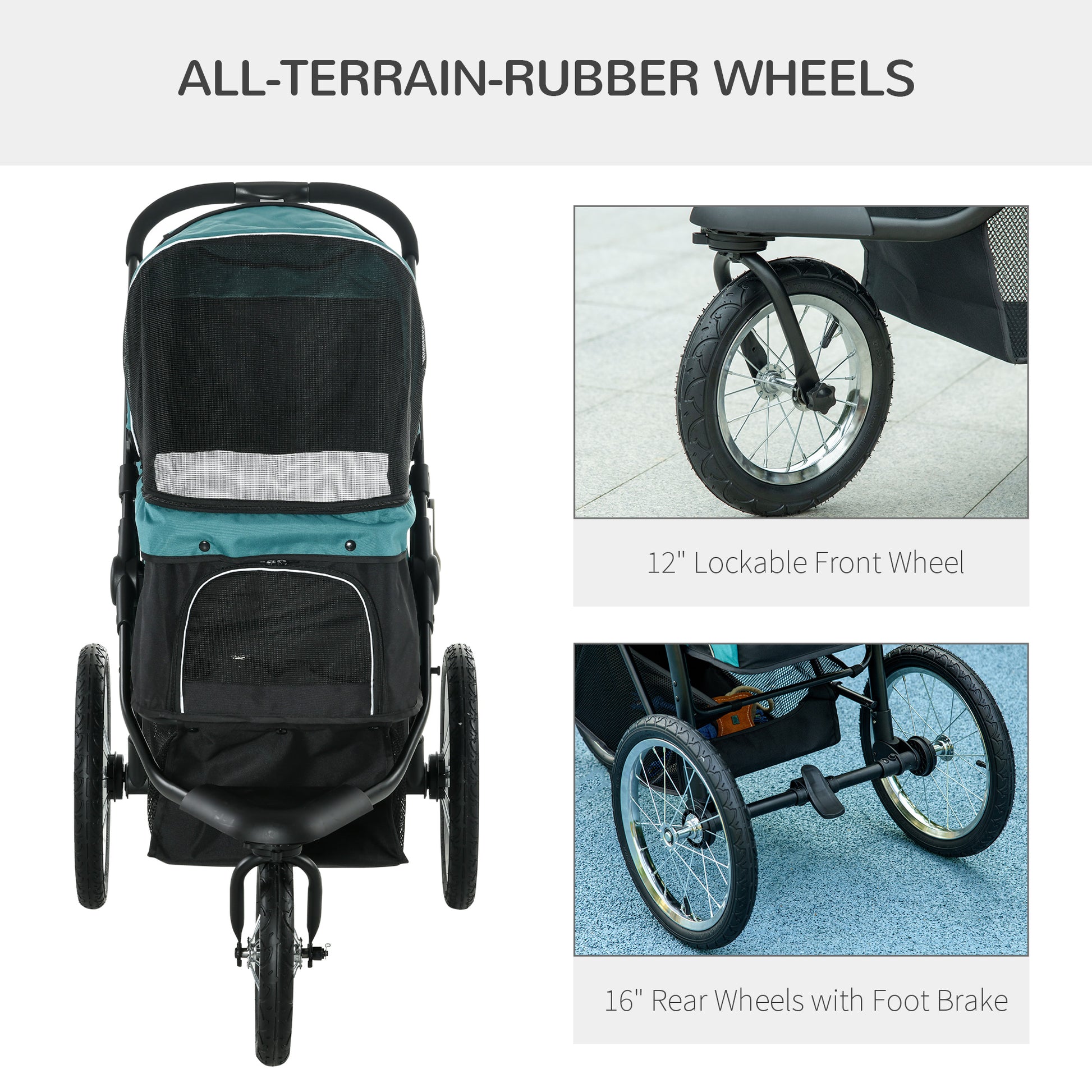 all terrain dog stroller uk PawHut Pet Stroller Jogger for Medium, Small Dogs, Foldable Cat Pram D – GardenArch