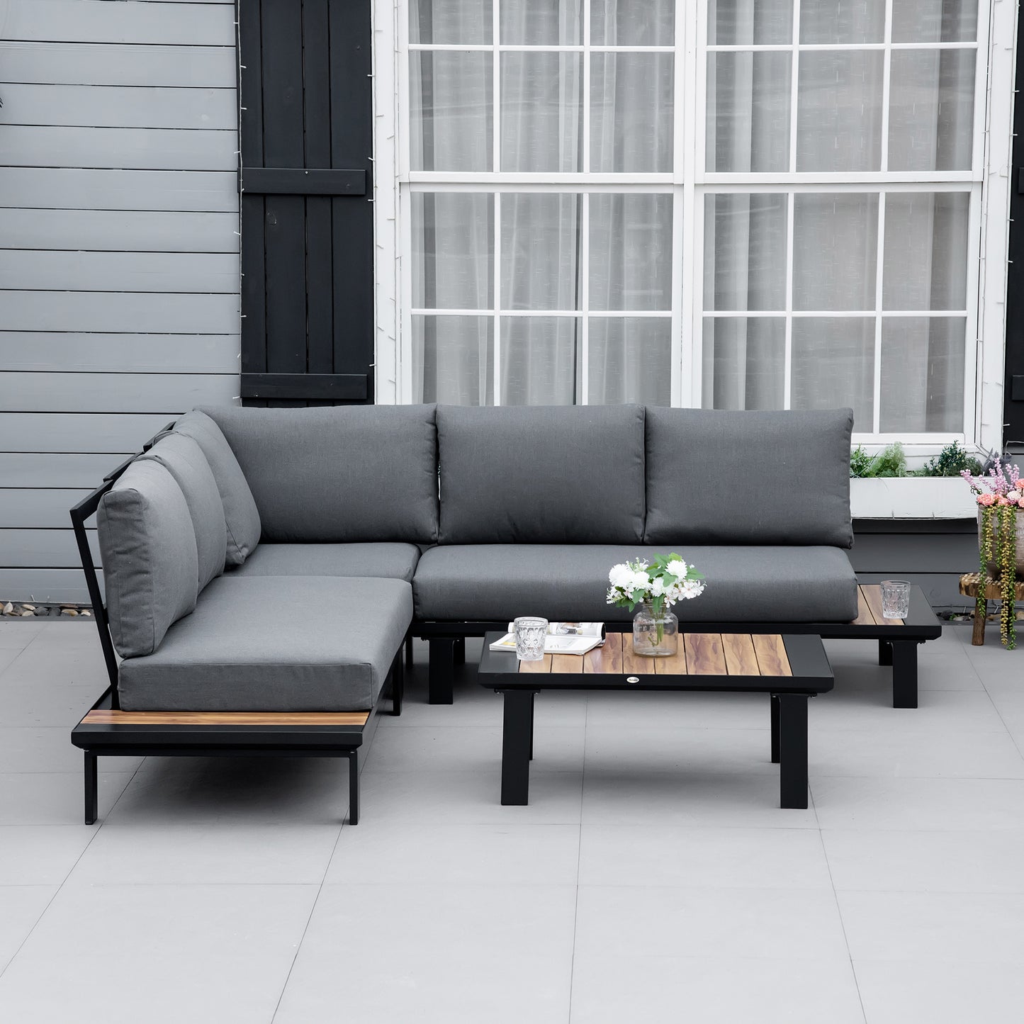 outsunny-4-pieces-aluminium-garden-furniture-set-indoor-outdoor-l-shape-corner-conversation-set-with-coffee-table-cushioned-patio-grey