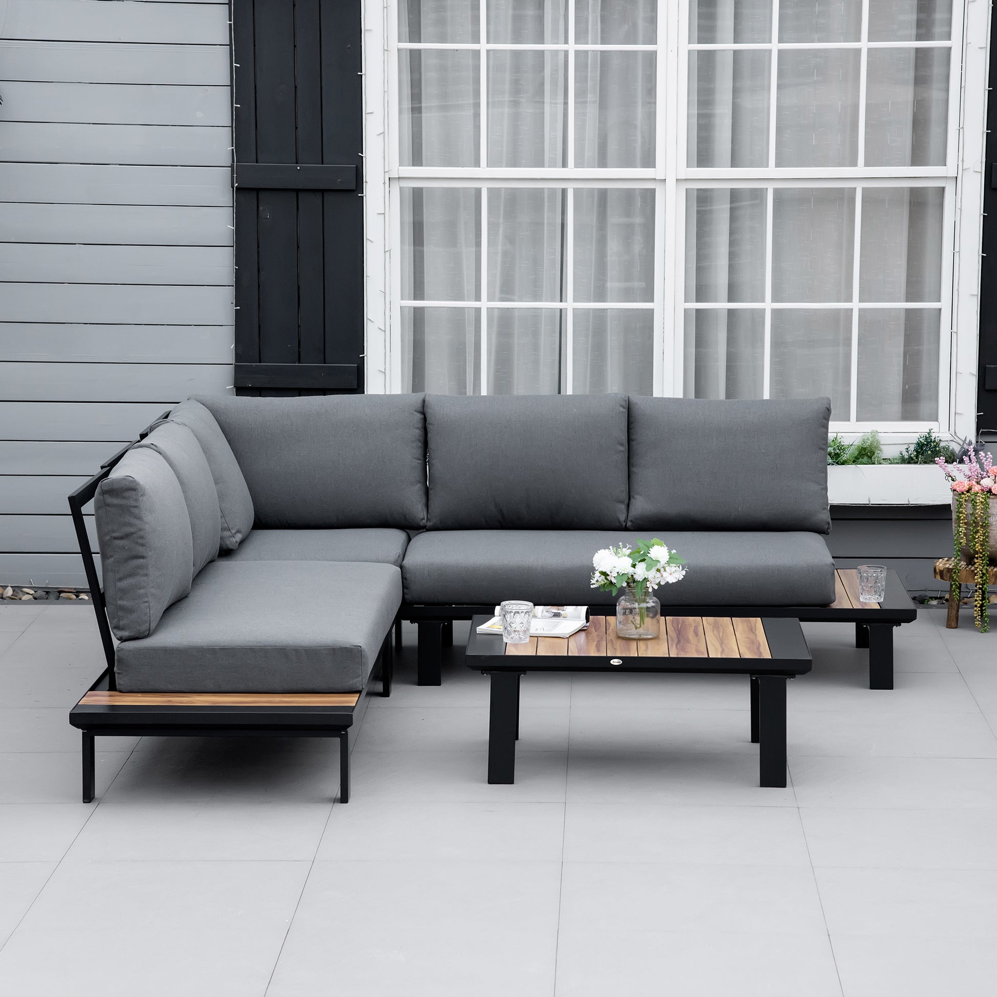 outsunny-4-pieces-aluminium-garden-furniture-set-indoor-outdoor-l-shape-corner-conversation-set-with-coffee-table-cushioned-patio-grey