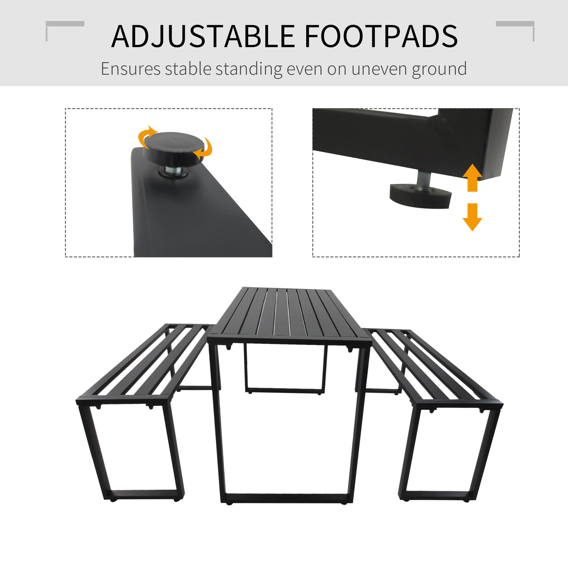 outsunny-3pcs-outdoor-dining-set-metal-beer-table-bench-patio-garden-yard-black