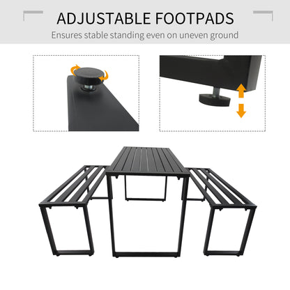 outsunny-3pcs-outdoor-dining-set-metal-beer-table-bench-patio-garden-yard-black