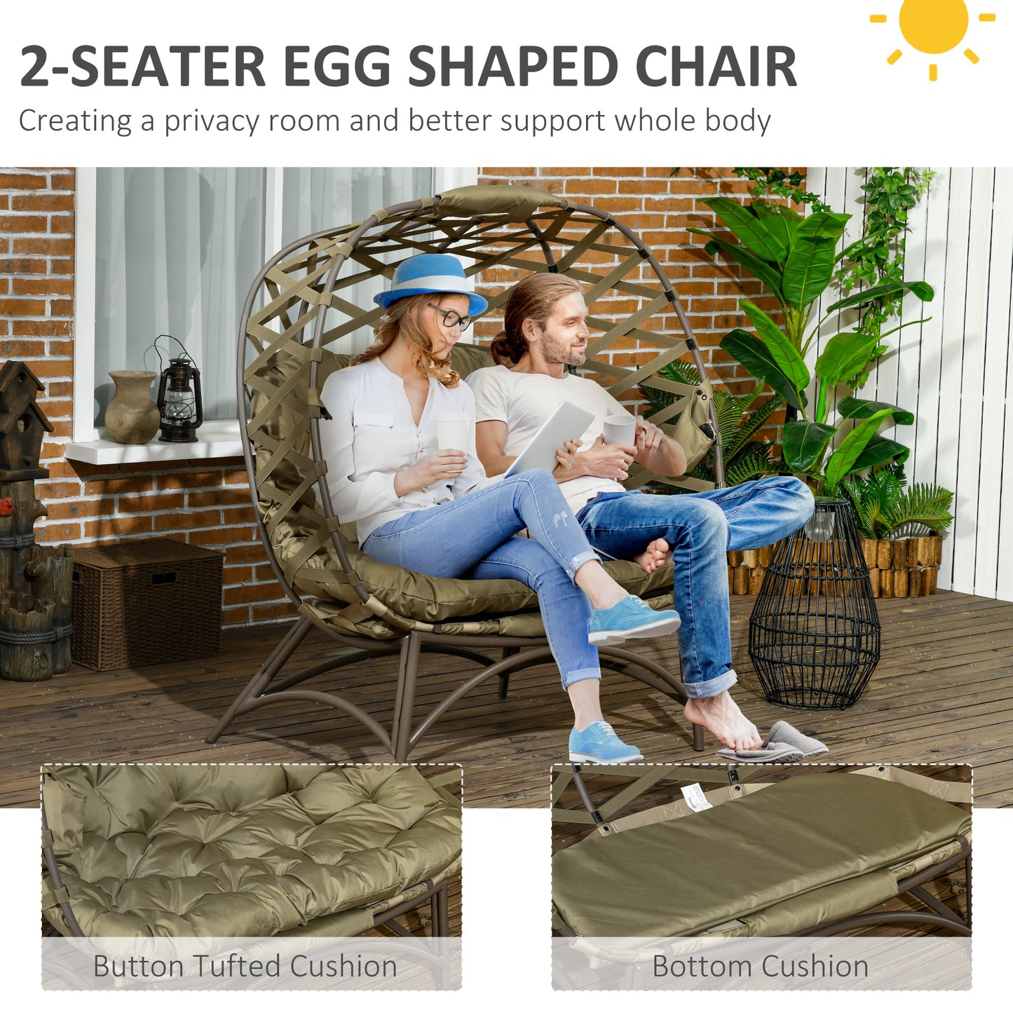 outsunny-2-seater-egg-chair-outdoor-folding-weave-garden-furniture-chair-with-cushion-cup-pockets-khaki