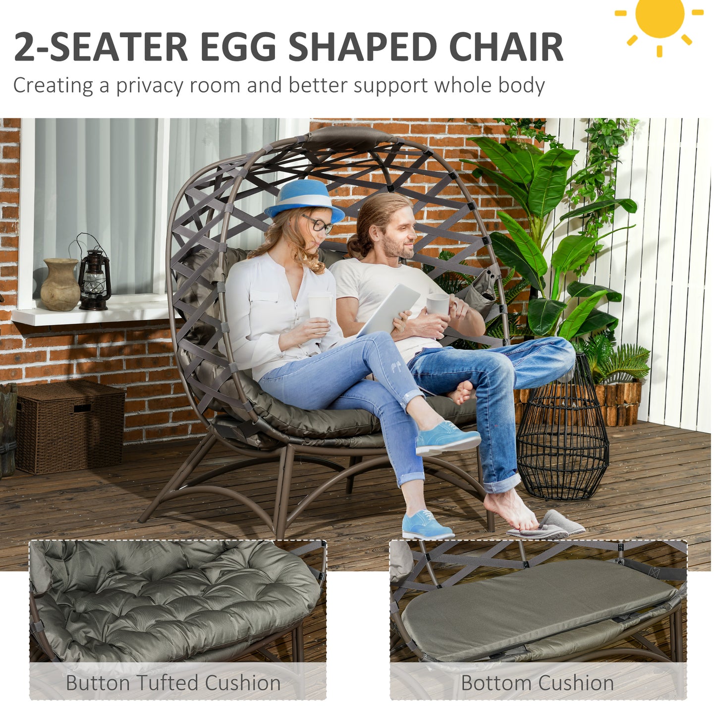 outsunny-2-seater-egg-chair-outdoor-folding-weave-garden-furniture-chair-with-cushion-cup-pockets-sand-brown