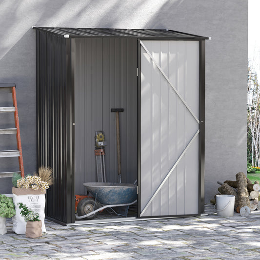 outsunny-5-3ft-x-3-1ft-outdoor-storage-shed-garden-metal-storage-shed-w-single-door-for-backyard-patio-lawn-charcoal-grey
