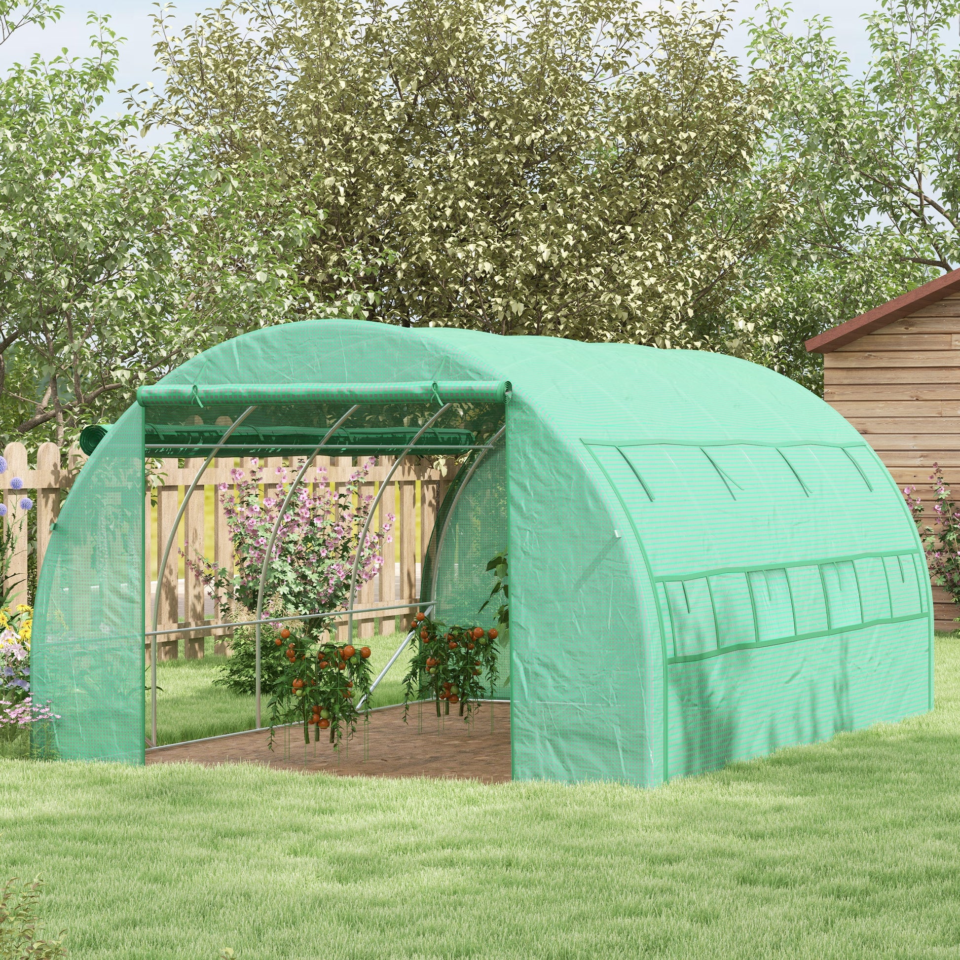 outsunny grow tent Outsunny Polytunnel Greenhouse Walk-in Grow House Tent with Roll-up Si – GardenArch