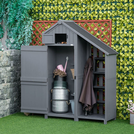 outsunny-garden-outdoor-storage-shed-outdoor-tool-shed-with-3-shelves-and-tilt-roof-129x51-5x180cm-grey