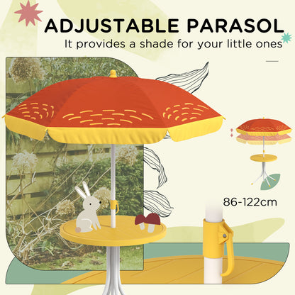 outsunny-kids-picnic-table-and-chair-set-lion-themed-outdoor-garden-furniture-w-foldable-chairs-adjustable-parasol-yellow
