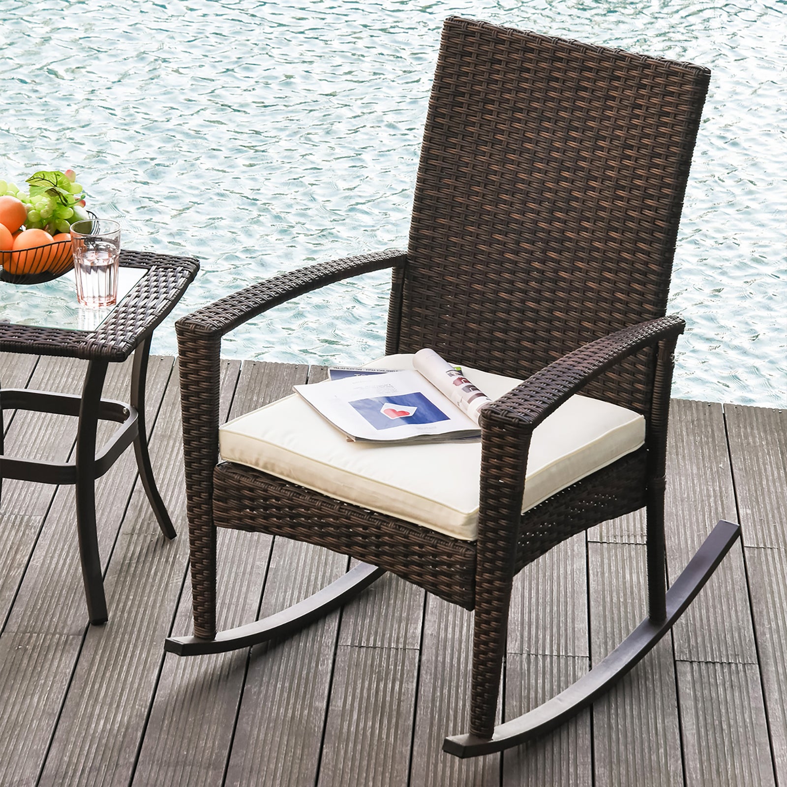 Rocking Rottan Chair Outsunny Rattan Rocking Chair Rocker Garden Furniture Seater Patio Bis ...