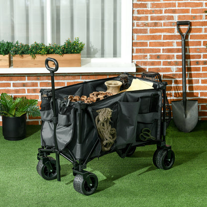 outsunny-folding-garden-trolley-cargo-traile-on-wheels-collapsible-camping-trolley-outdoor-utility-wagon-dark-grey