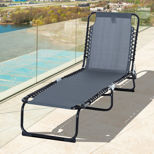 outsunny-folding-sun-lounger-beach-chaise-chair-garden-reclining-cot-camping-hiking-recliner-with-4-position-adjustable-back-grey