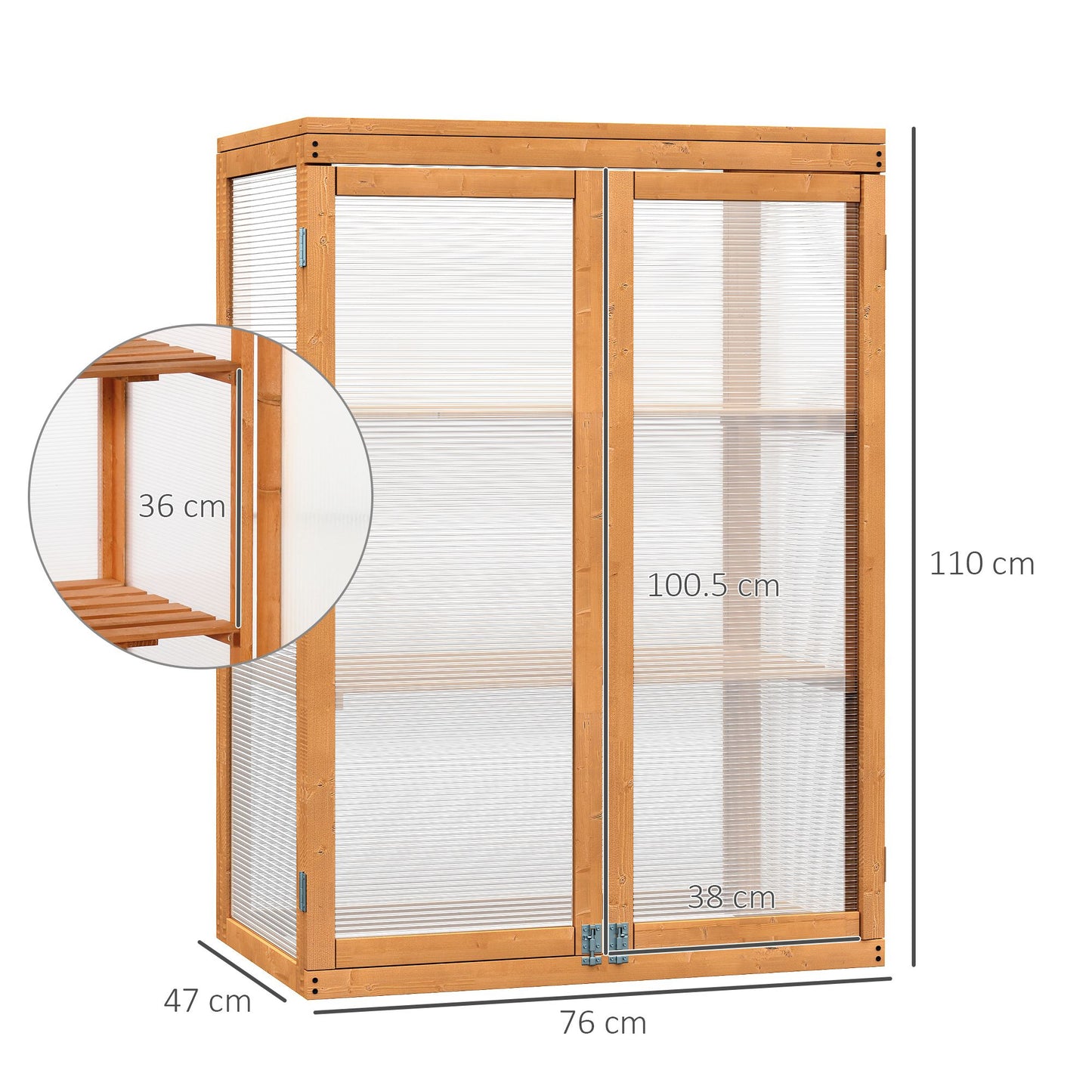 outsunny-3-tier-wood-greenhouse-garden-polycarbonate-cold-frame-grow-house-w-storage-shelf-for-plants-flowers-natural