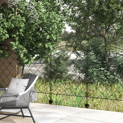 outsunny-steel-decorative-outdoor-picket-fence-panels-set-of-4-black