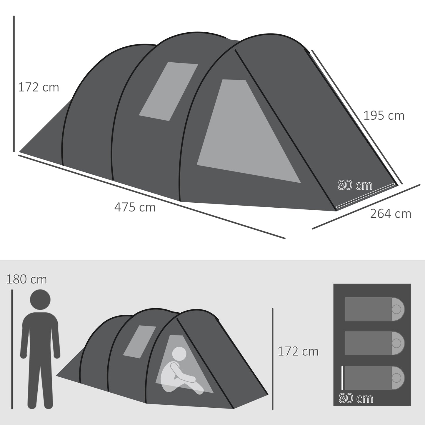 outsunny-3-4-man-tunnel-tent-two-room-camping-tent-with-windows-and-covers-portable-carry-bag-for-fishing-hiking-sports-festivals-black