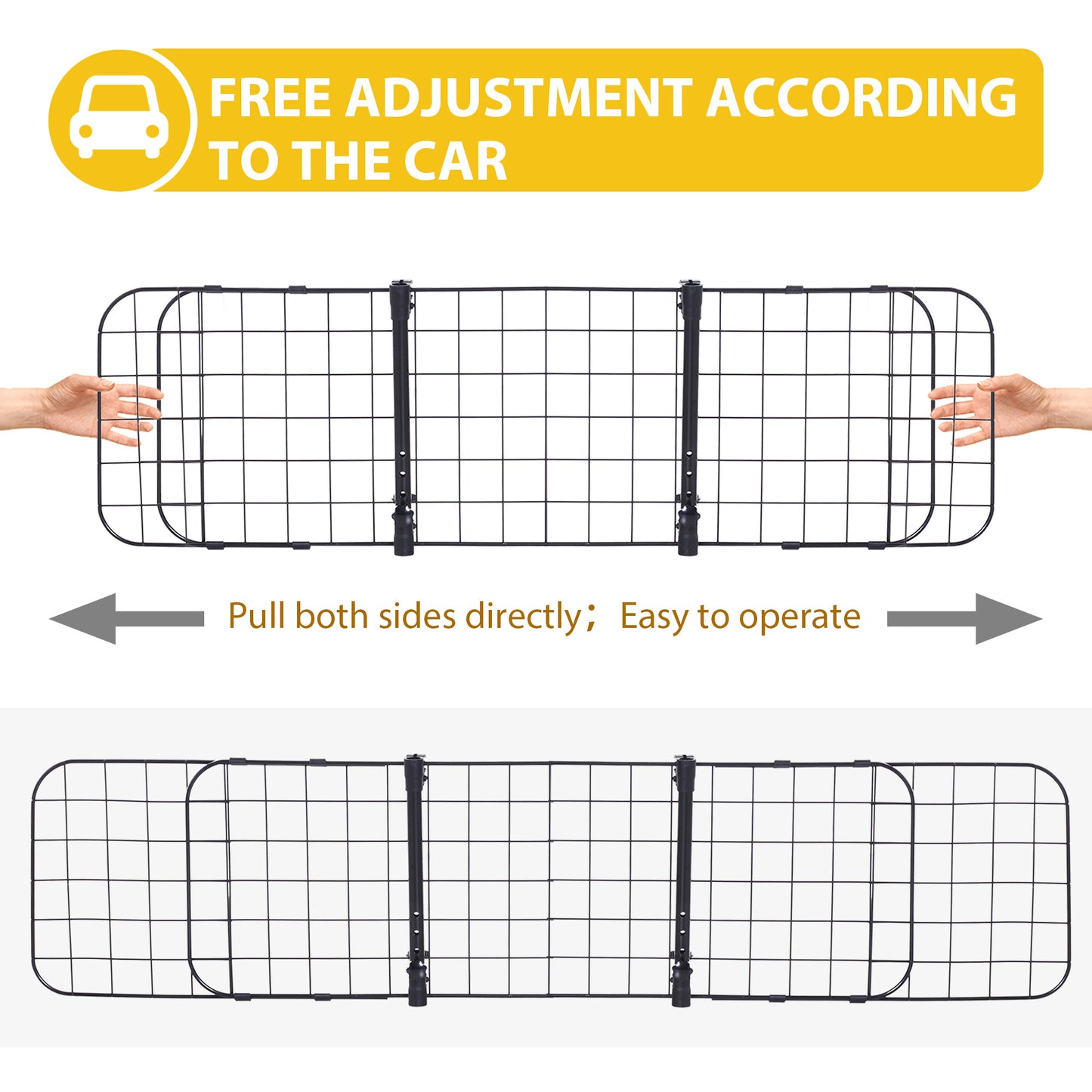 PawHut Heavy Duty Pet Car Barrier, 91-145Wx30H cm-Black