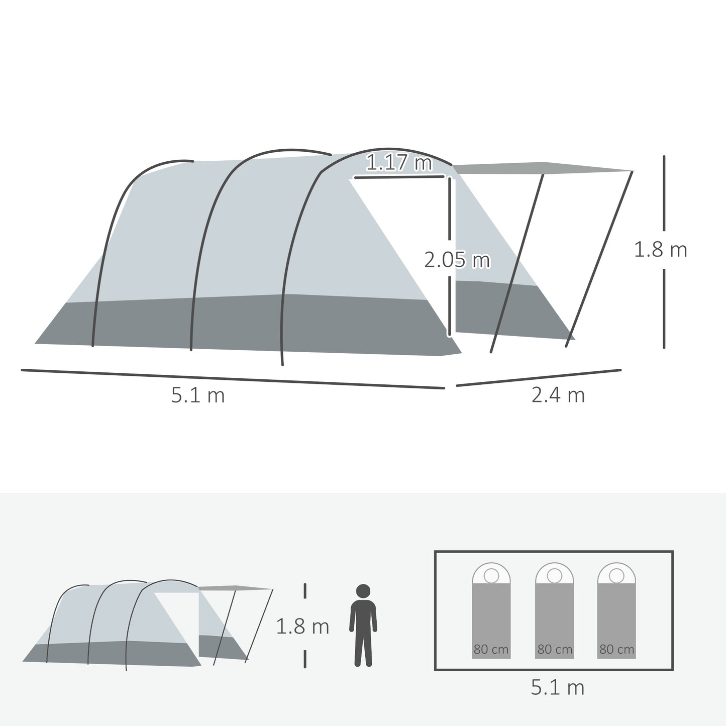 outsunny-6-8-person-tunnel-tent-camping-tent-with-bedroom-living-room-sewn-in-floor-3-doors-and-carry-bag-2000mm-water-column-for-fishing-grey