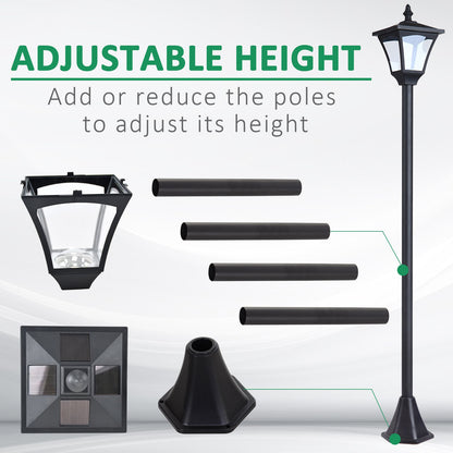 outsunny-set-of-2-outdoor-garden-solar-post-lamp-sensor-dimmable-led-lantern-bollard-ip44-energy-saving-1-2m-tall-black