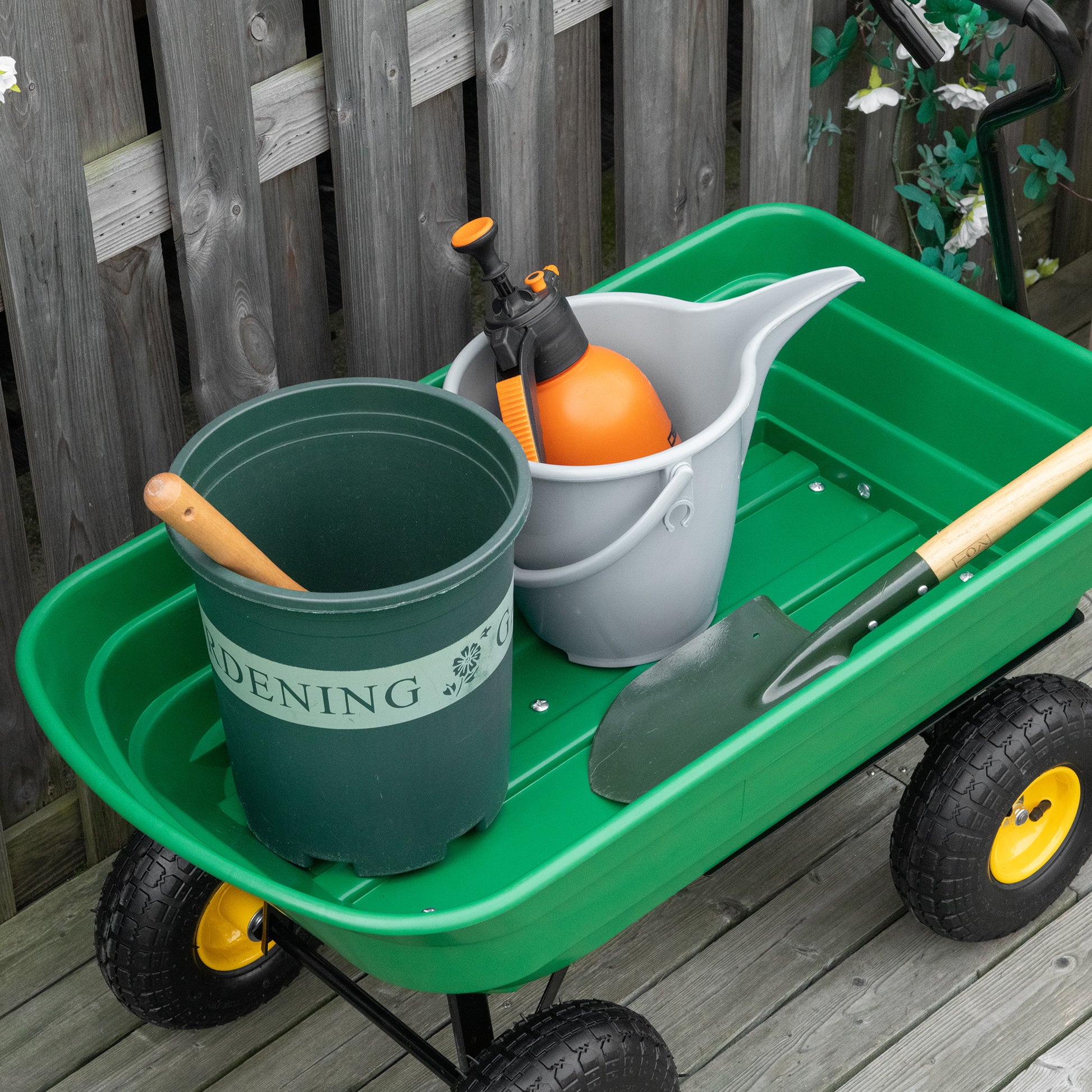 outsunny-75-litre-large-garden-cart-heavy-duty-4-wheel-trolley-dump-wheelbarrow-tipping-truck-trailer-green
