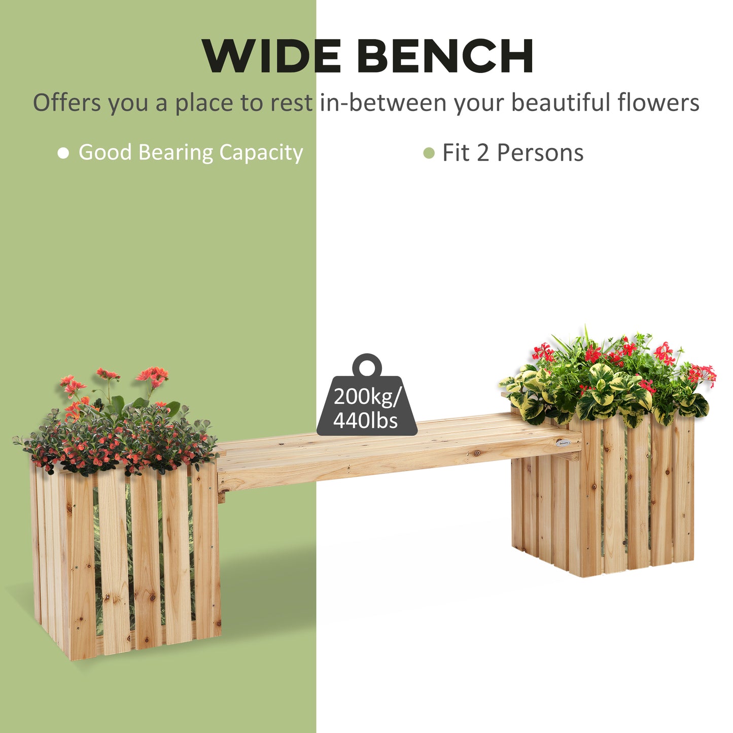 outsunny-wooden-planters-bench-combination-flower-pot-planter-box-with-garden-bench-for-patio-park-and-deck-192-x-43-x-50-cm-natural