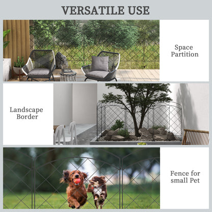 outsunny-steel-decorative-outdoor-picket-fence-panels-set-of-4-black