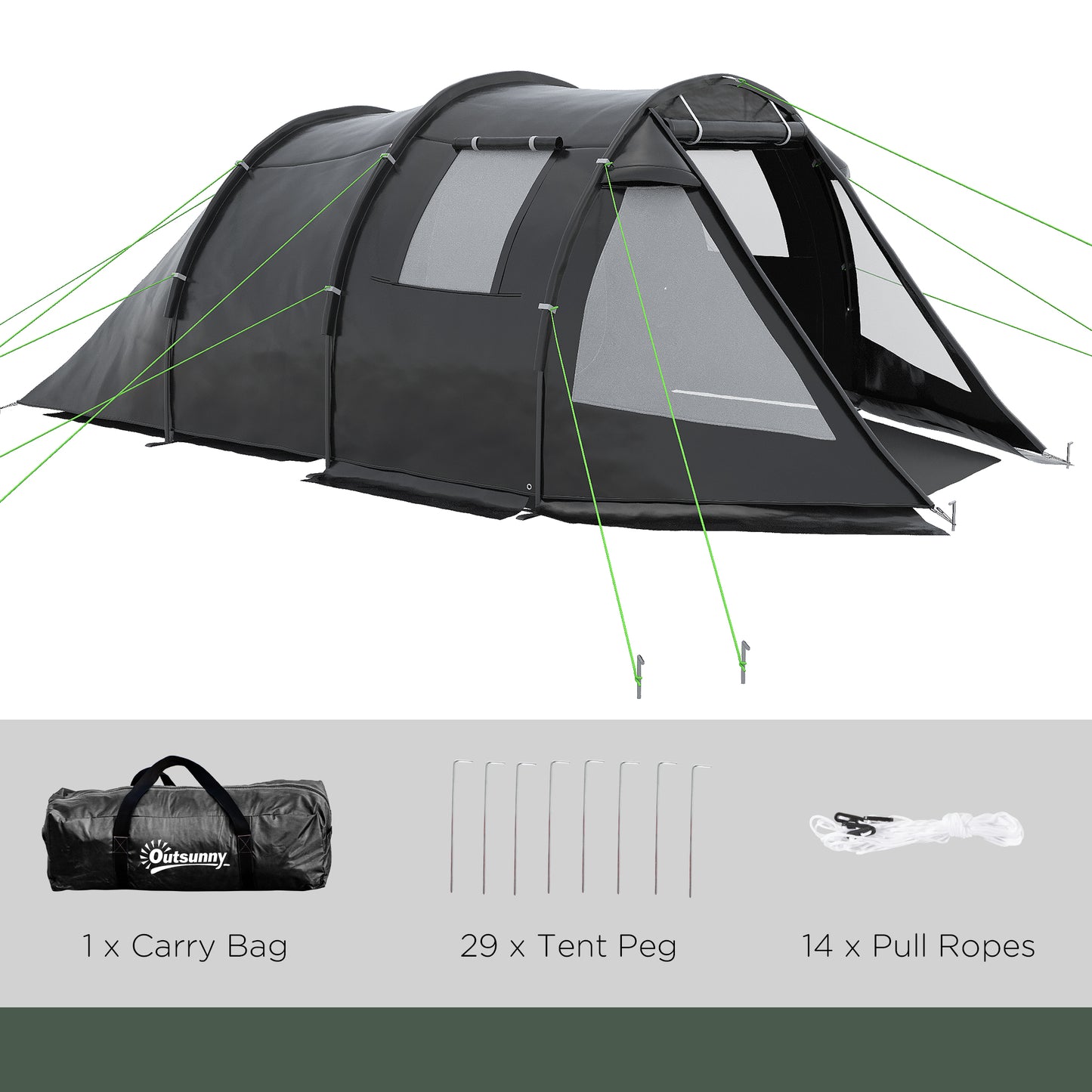 outsunny-3-4-man-tunnel-tent-two-room-camping-tent-with-windows-and-covers-portable-carry-bag-for-fishing-hiking-sports-festivals-black