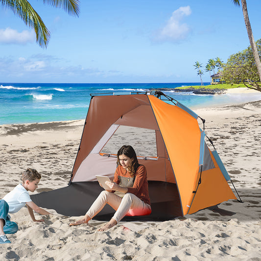 outsunny-pop-up-beach-tent-easy-set-up-sun-shelter-portable-instant-beach-canopy-w-extended-porch-sandbags-mesh-screen-windows-for-1-2-person