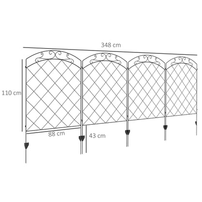 outsunny-steel-decorative-swirls-outdoor-picket-fence-panels-set-of-4-black