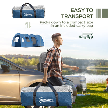 outsunny-5-6-man-tunnel-tent-two-room-camping-tent-with-sewn-in-floor-2-doors-and-carry-bag-2000mm-water-column-for-fishing-hiking-sports