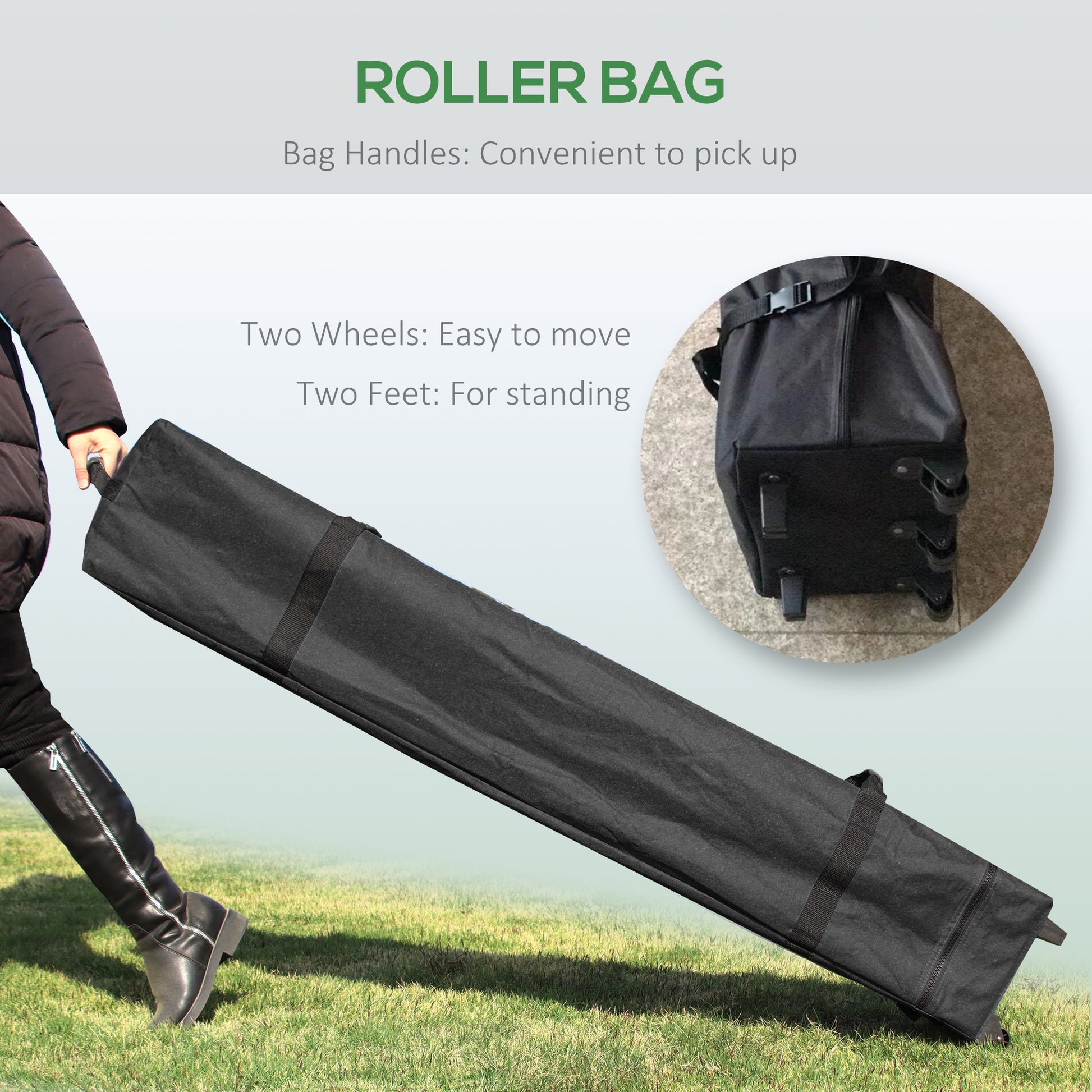 outsunny-3-x-3m-pop-up-gazebo-1-person-easy-up-marquee-party-tent-with-1-button-push-adjustable-straight-legs-wheeled-bag-stakes-ropes-sandbags-instant-shelter-green