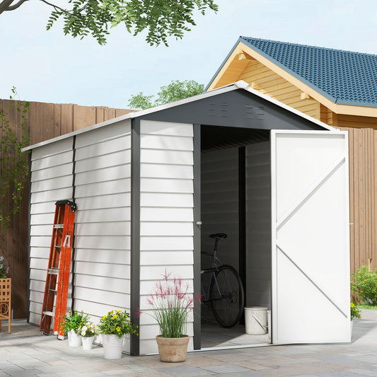 outsunny-9x-6ft-metal-outdoor-garden-shed-galvanised-tool-storage-shed-w-sloped-roof-lockable-door-for-patio-lawn-dark-grey