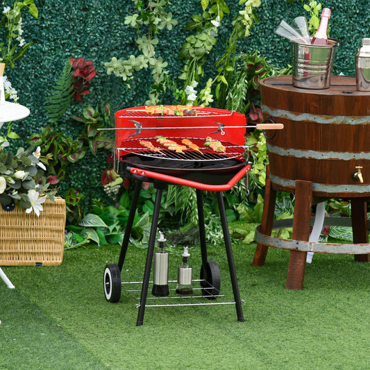 outsunny-charcoal-barbecue-grill-garden-bbq-trolley-w-adjustable-grill-pan-height-wheels-and-3-layers-red