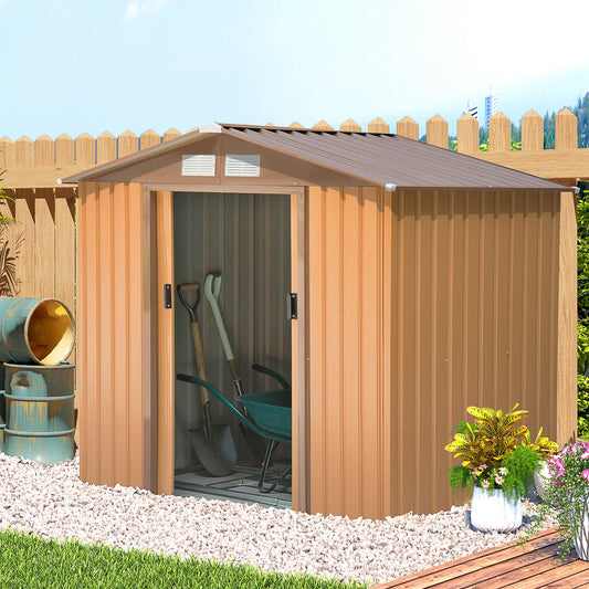 outsunny-7-x-4-ft-lockable-garden-shed-large-patio-roofed-tool-metal-storage-building-foundation-sheds-box-outdoor-furniture-yellow